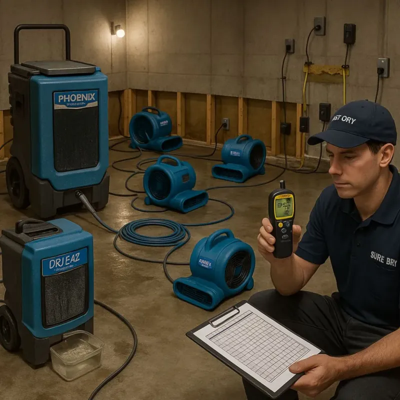 Structural Drying and Dehumidification process in Maxwell, CA